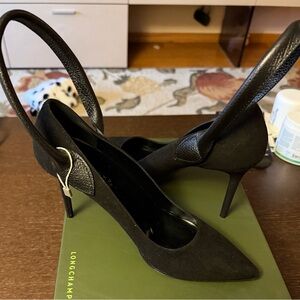 Longchamp Black Leather Heels